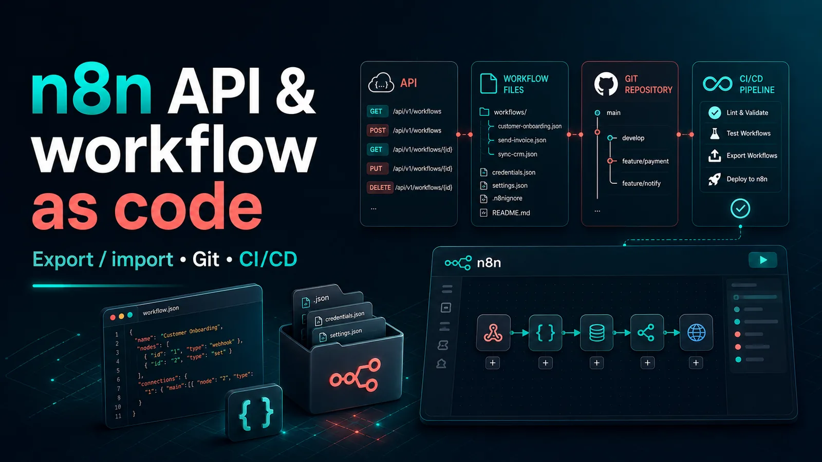 Bài 16 — n8n API và quản lý workflow bằng code: export/import, Git, CI/CD